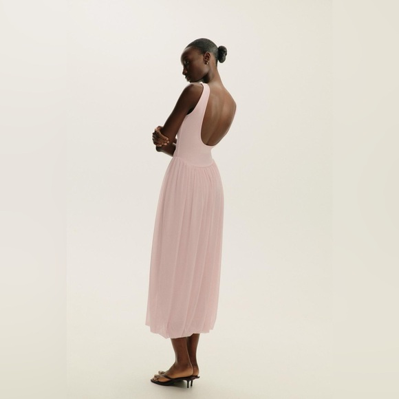 🆕(NWT) ZARA Bloggers Fav Combination Tulle Balloon Midi Dress. Size SMALL. Pink - Picture 14 of 16